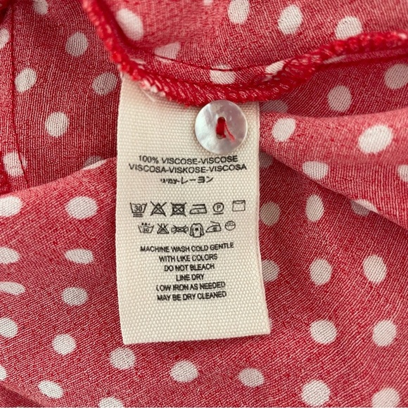 Free People Red White Retro Polka Dot Long Sleeve Love Street Top 37629 - Picture 6 of 10